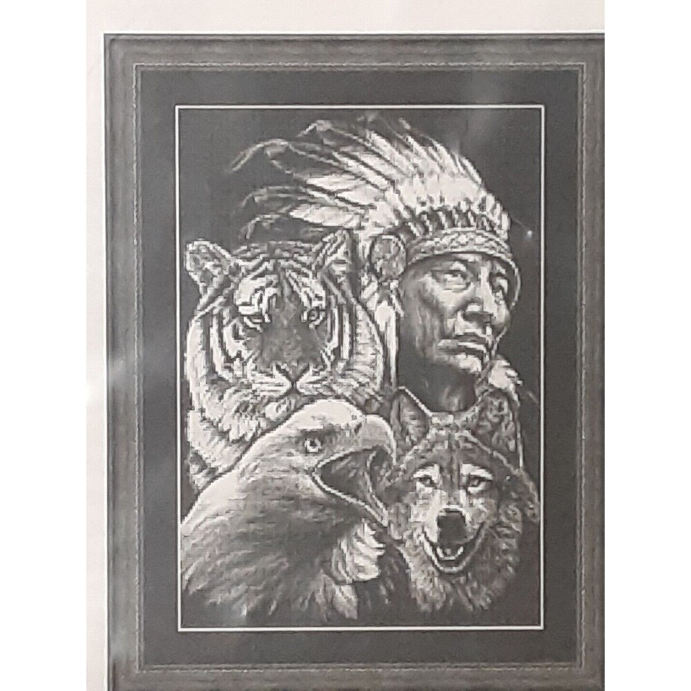 "Indian & Friends" Cross Stitch Chart Pattern Aida